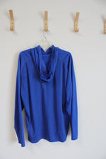 Nike Blue Long-Sleeved Dri-Fit Striped Hooded Athletic Top | XXL