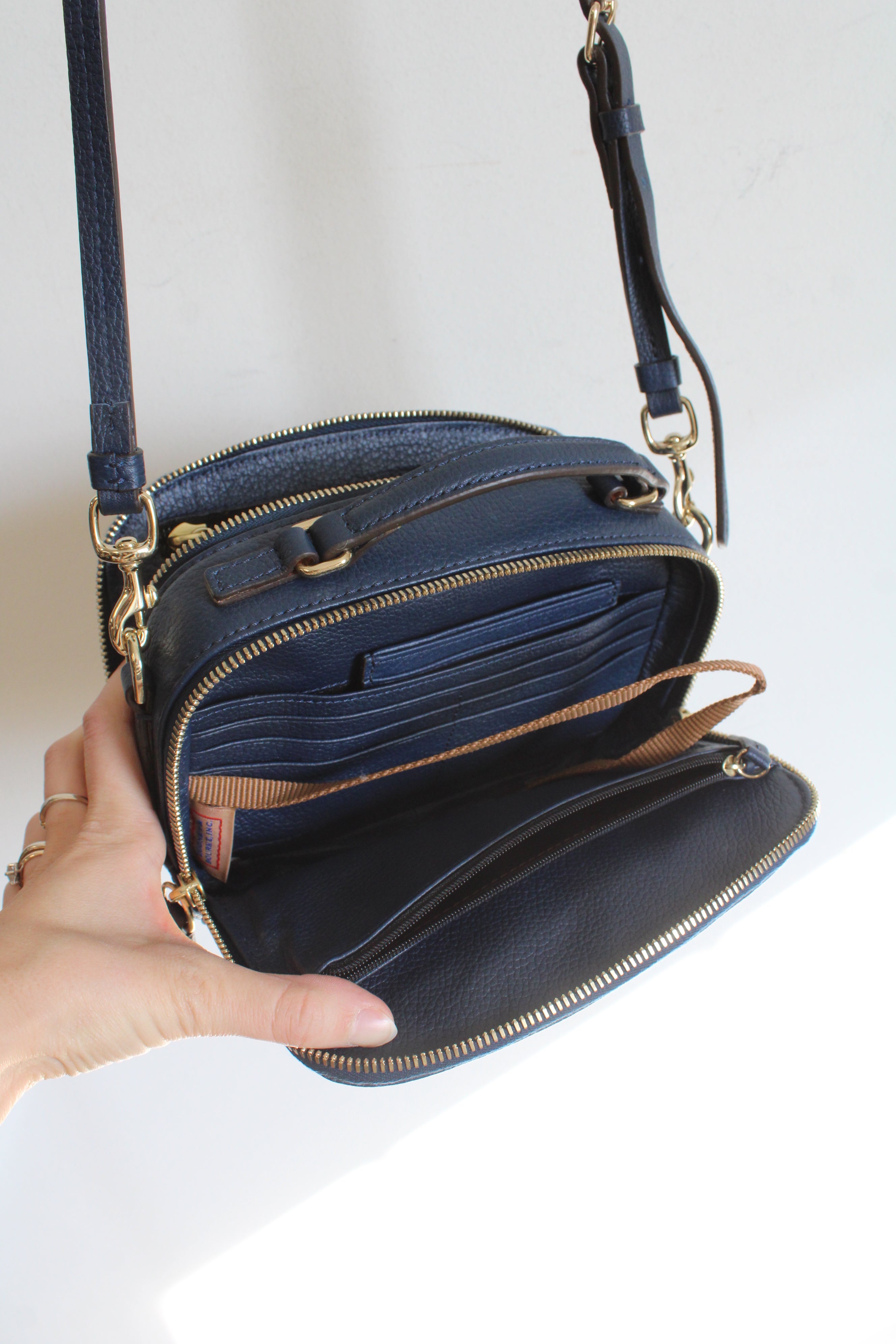 Dooney & Bourke Belvedere Ambler Navy Blue Pebble Grain Crossbody Bag
