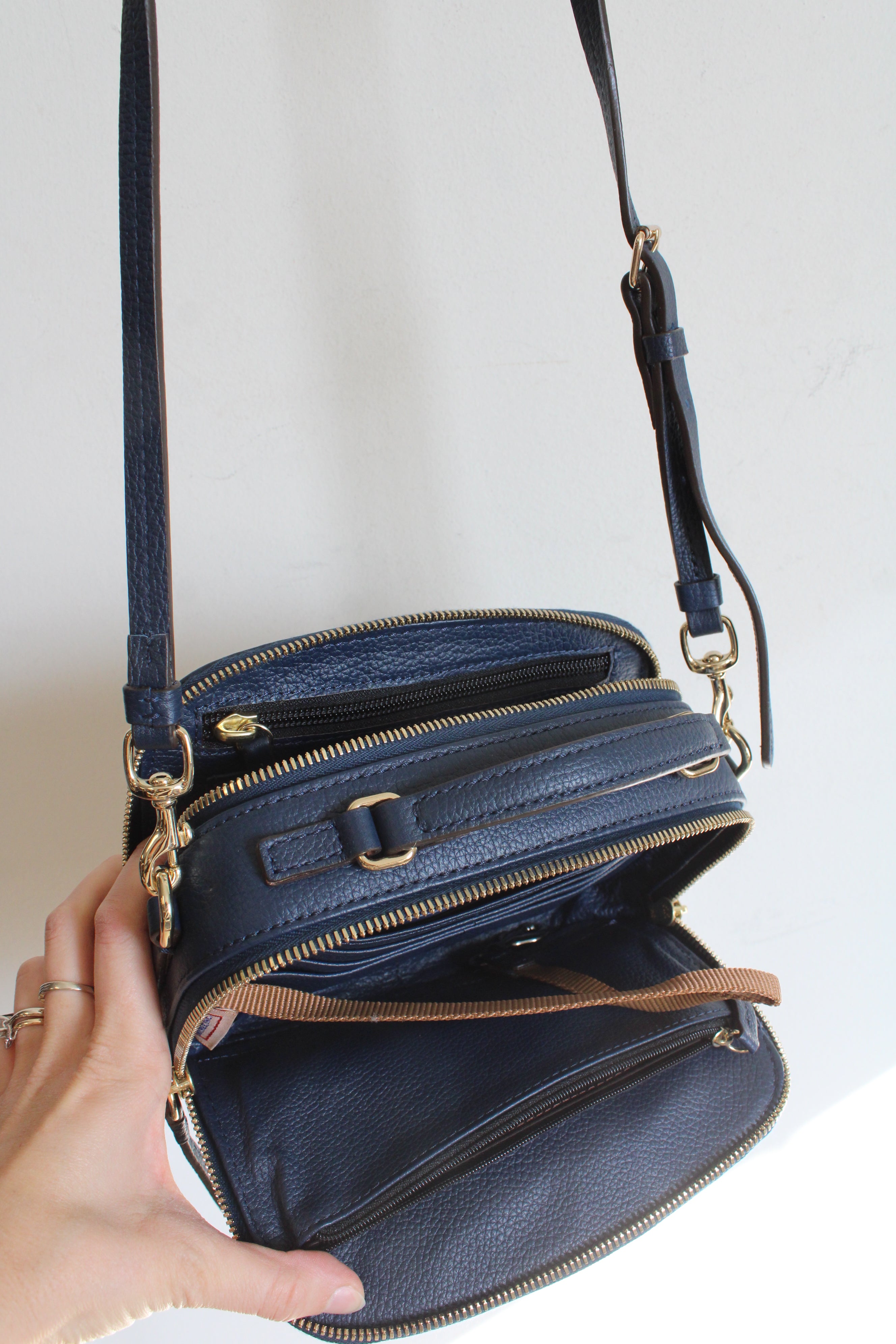 Dooney & Bourke Belvedere Ambler Navy Blue Pebble Grain Crossbody Bag