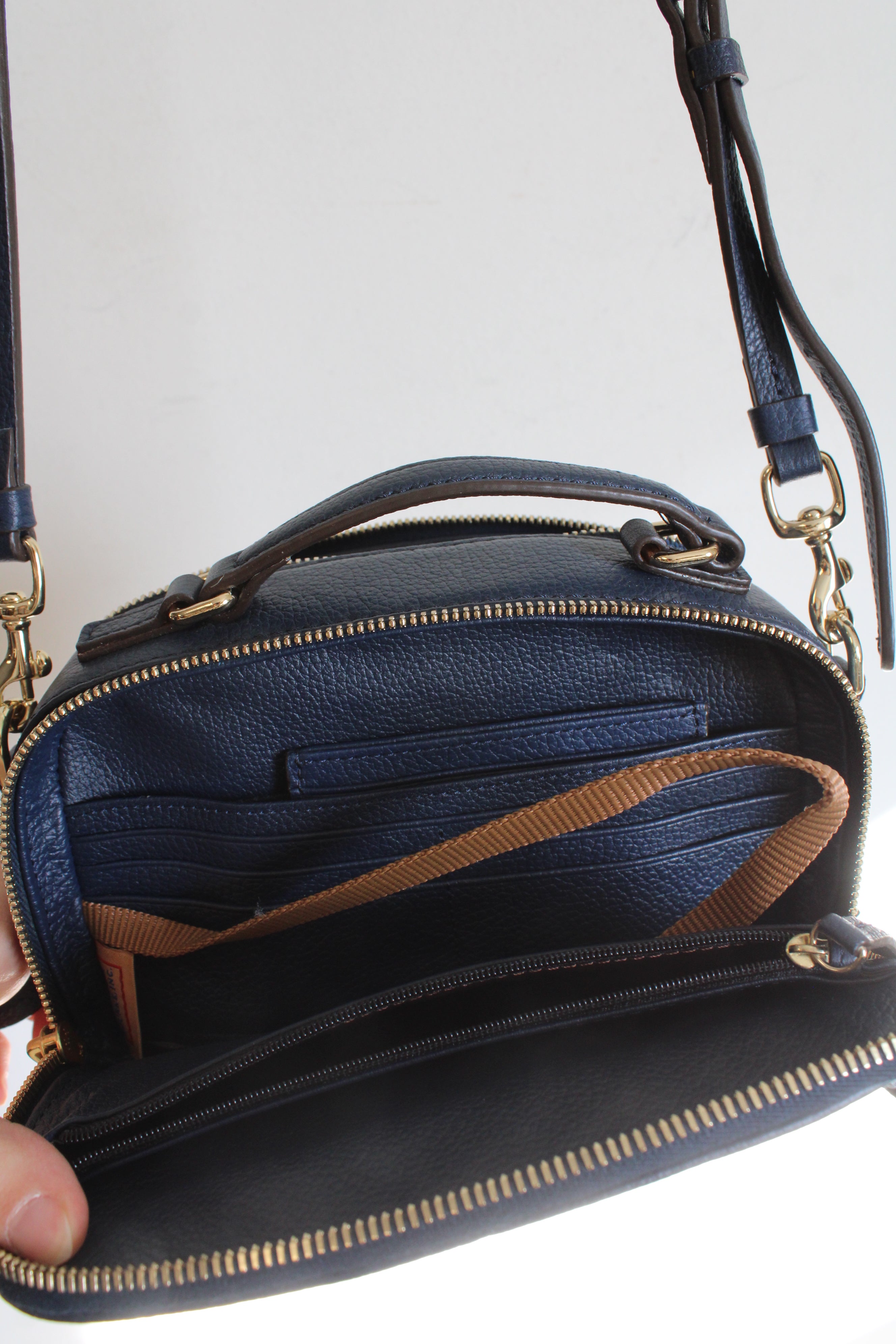 Dooney & Bourke Belvedere Ambler Navy Blue Pebble Grain Crossbody Bag