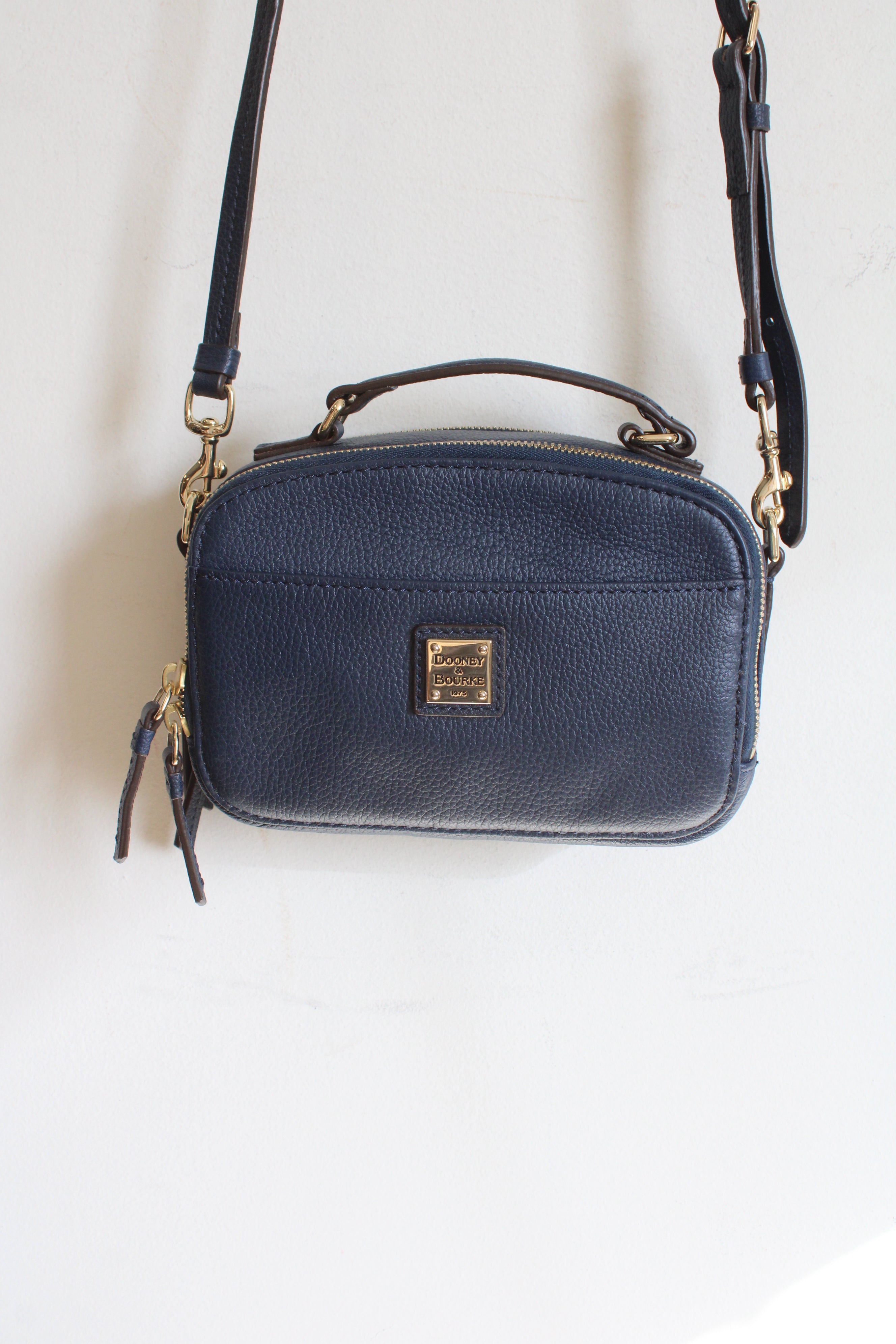 Dooney & Bourke Belvedere Ambler Navy Blue Pebble Grain Crossbody Bag