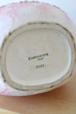 Samson Import Co. 1967 #5689 Pink Floral Bear & Bow Porcelain Nursery Music Box Planter
