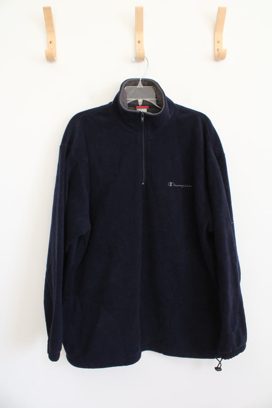 Champion Navy Blue Fleece 1/4 Zip Sweatshirt | L