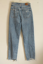 American Eagle Light Wash Distressed Straight Leg Jeans | 00