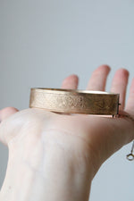 10K Gold Fill Art Deco Etched Bangle Bracelet