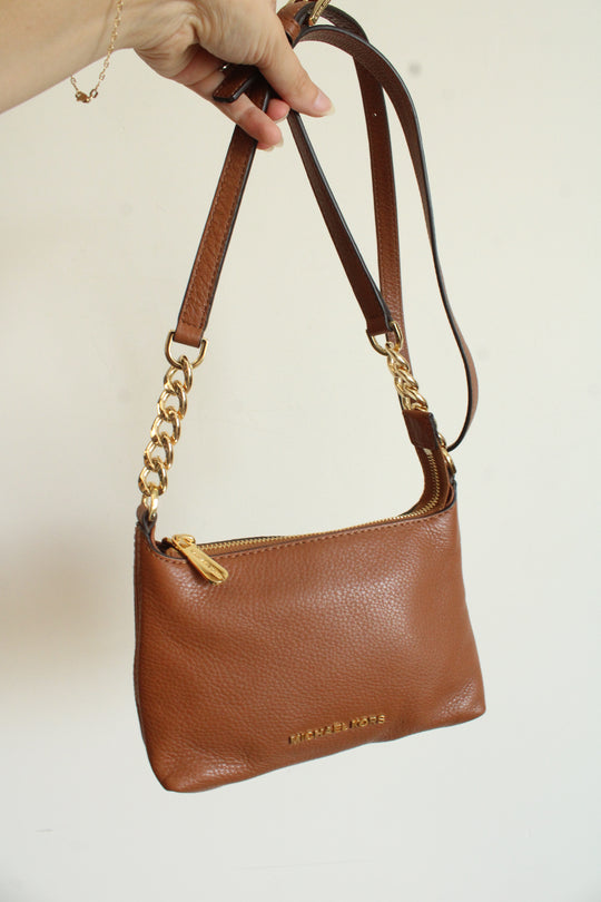 Michael Kors Brown Pebble Leather Crossbody Purse