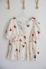 Shein Curve Cream Floral Embroidered Neckline Top | 4XL