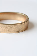 10K Gold Fill Art Deco Etched Bangle Bracelet