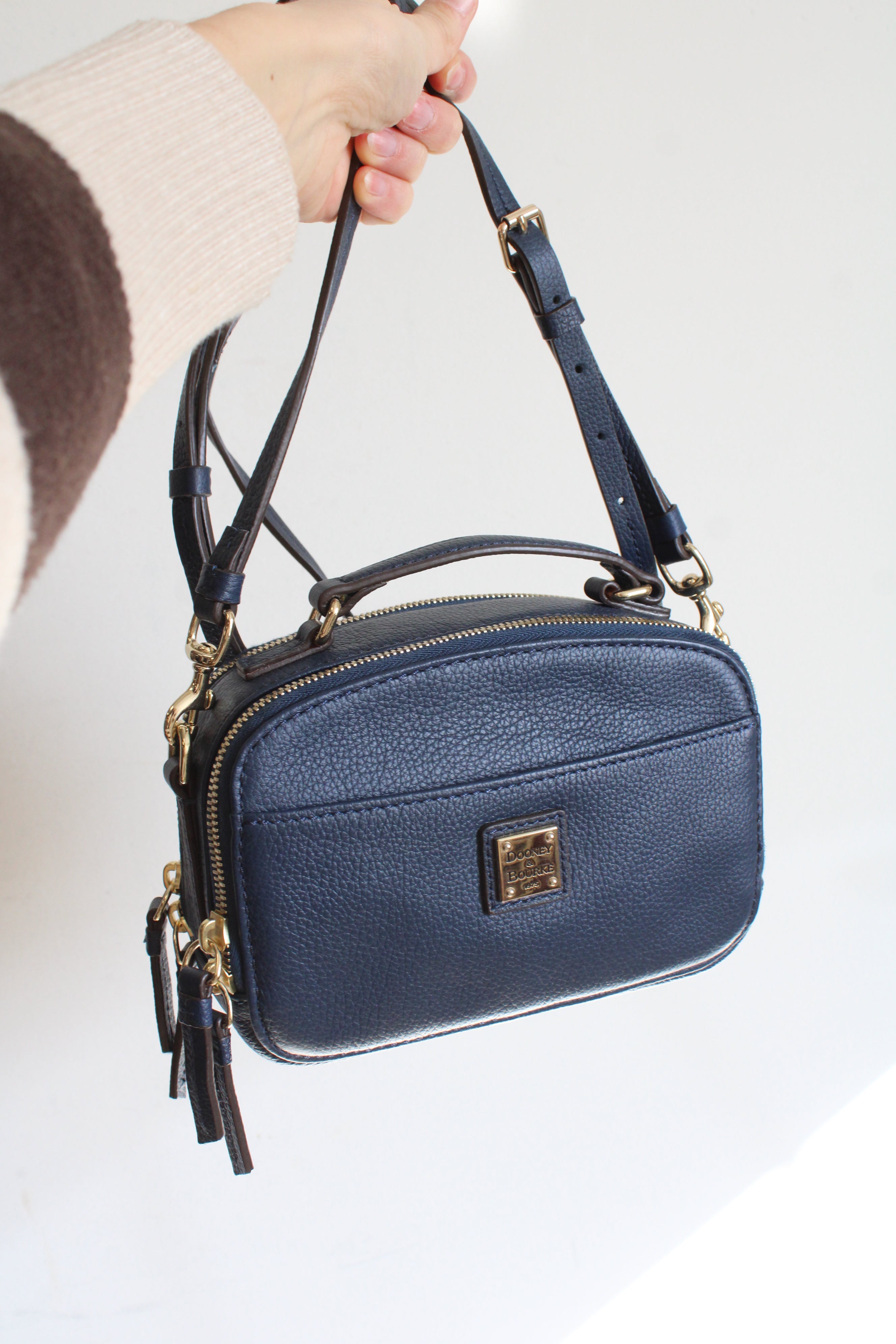 Dooney & Bourke Belvedere Ambler Navy Blue Pebble Grain Crossbody Bag