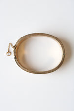 10K Gold Fill Art Deco Etched Bangle Bracelet