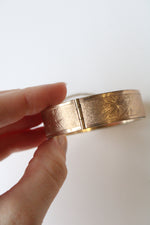 10K Gold Fill Art Deco Etched Bangle Bracelet