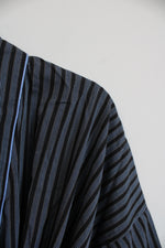 Barrington Black and Blue Striped Cotton Robe | One Size