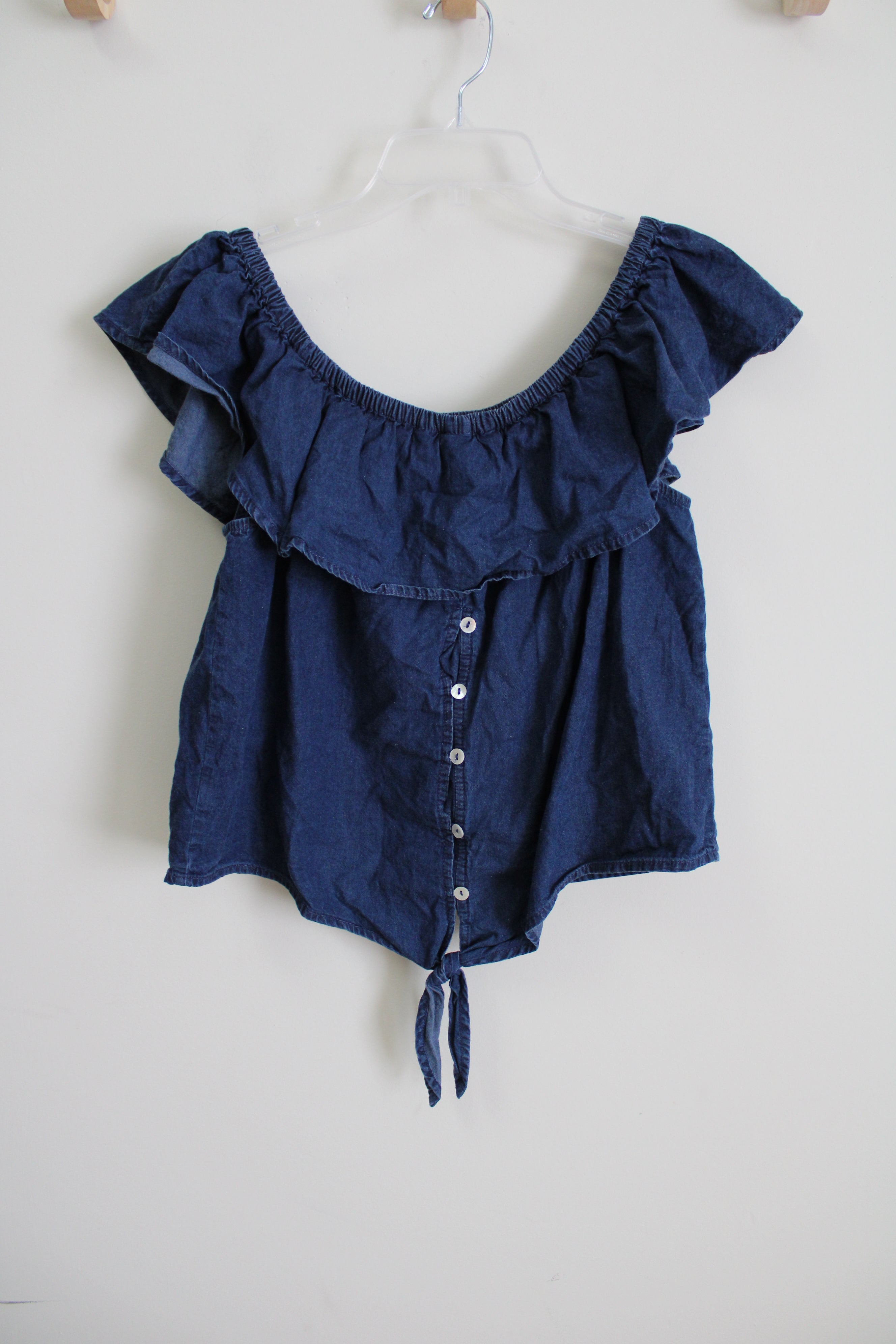 Derek Heart Ruffle Off-The-Shoulder Top | L