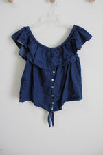 Derek Heart Ruffle Off-The-Shoulder Top | L