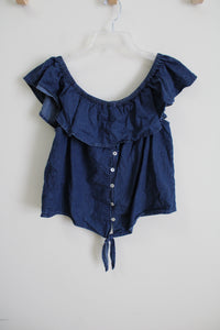 Derek Heart Ruffle Off-The-Shoulder Top | L