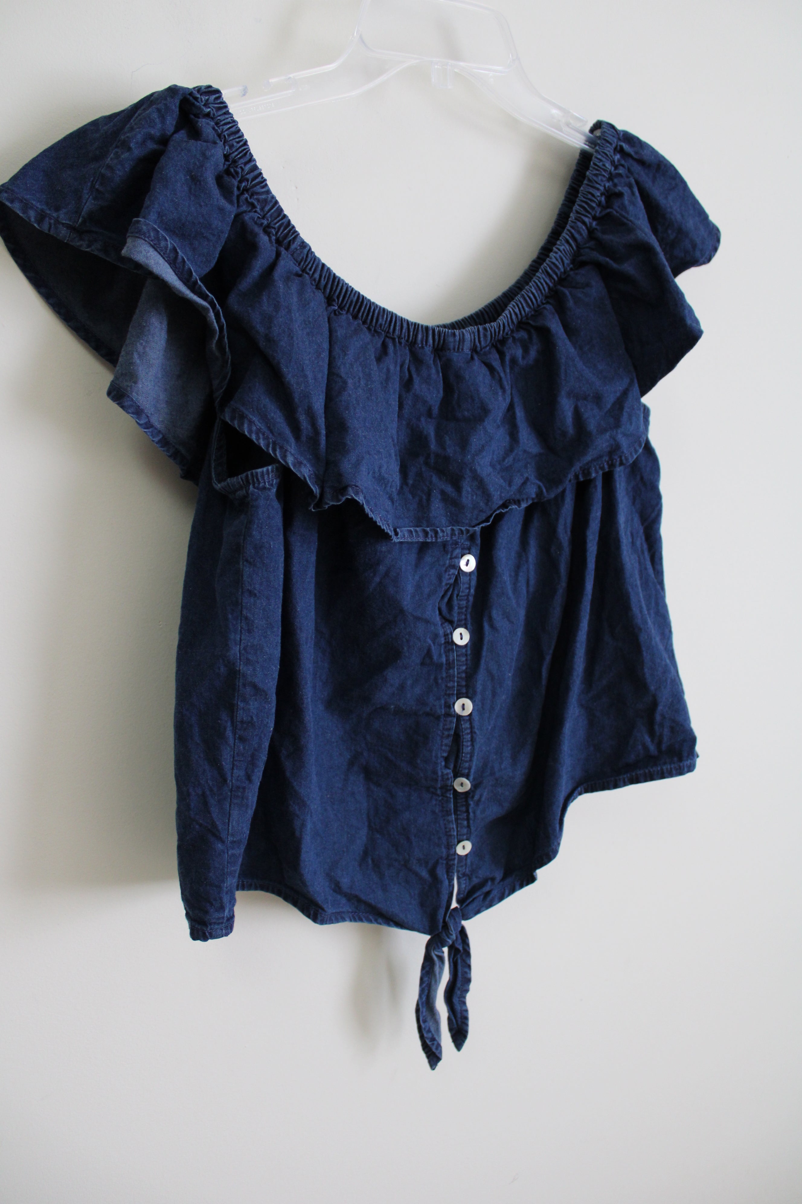 Derek Heart Ruffle Off-The-Shoulder Top | L