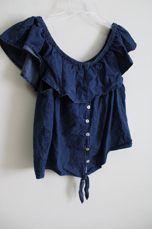 Derek Heart Ruffle Off-The-Shoulder Top | L