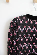 Jessica McClintock Vintage Black & Pink Lace Sequined Cardigan | 6
