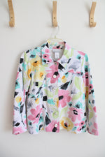 Alfred Dunner White Colorful Floral Lightweight Jacket | S Petite