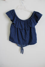 Derek Heart Ruffle Off-The-Shoulder Top | L