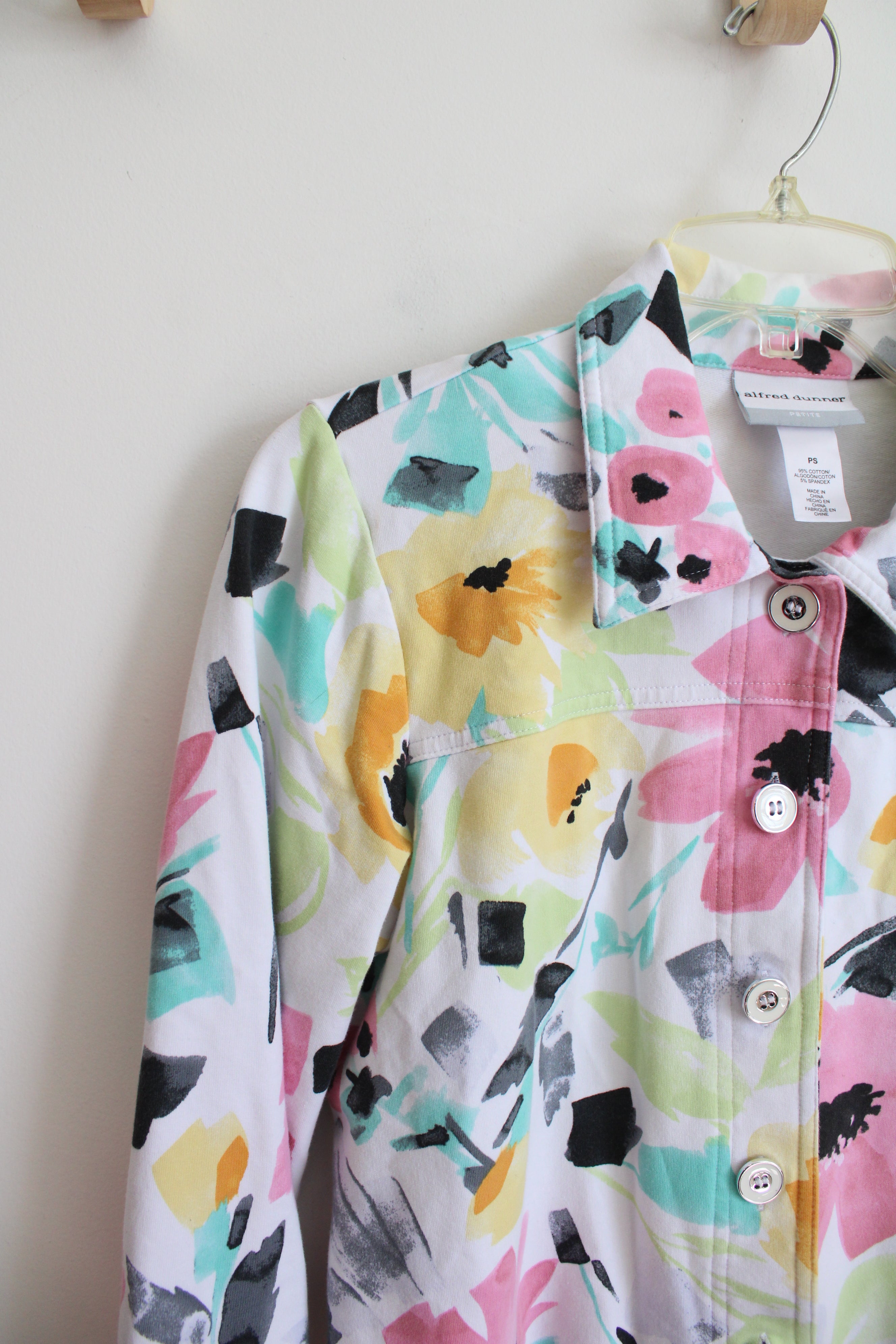 Alfred Dunner White Colorful Floral Lightweight Jacket | S Petite
