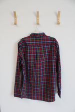 Chaps East Care Checkered Cotton Long-Sleeved Collared Shirt | XL