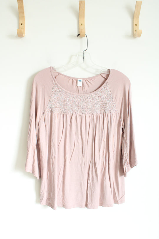Old Navy Soft Pink Smocked Top | S
