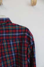 Chaps East Care Checkered Cotton Long-Sleeved Collared Shirt | XL