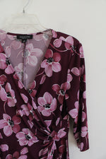 Perceptions Purple Floral Faux Wrap Dress | M