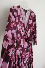 Perceptions Purple Floral Faux Wrap Dress | M