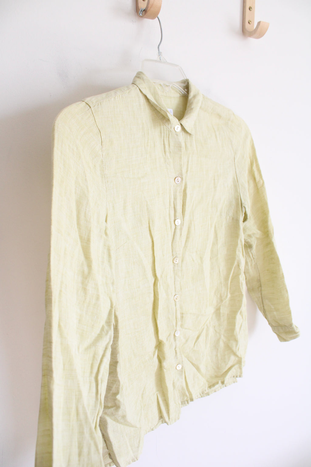 J.Jill Chartreuse Love Linen Button Down Top | XS Petite