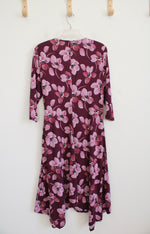 Perceptions Purple Floral Faux Wrap Dress | M
