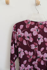 Perceptions Purple Floral Faux Wrap Dress | M
