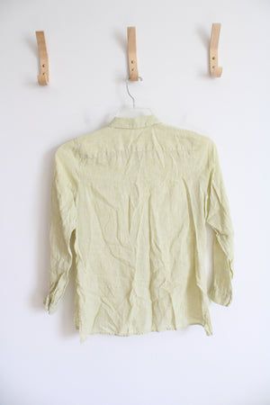 J.Jill Chartreuse Love Linen Button Down Top | XS Petite