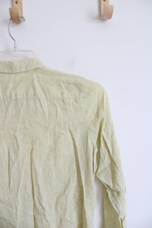 J.Jill Chartreuse Love Linen Button Down Top | XS Petite