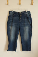 Suzanne Betrow Medium Wash Exposed Button Jean Capris | 18