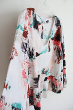 Nine West White Multi-Colored Long Sleeved Blouse | XXL