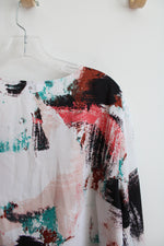 Nine West White Multi-Colored Long Sleeved Blouse | XXL