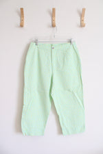 Liz Claiborne Blue & Green Floral Cotton Capri Pants | 10