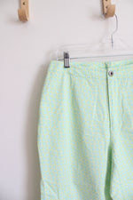 Liz Claiborne Blue & Green Floral Cotton Capri Pants | 10
