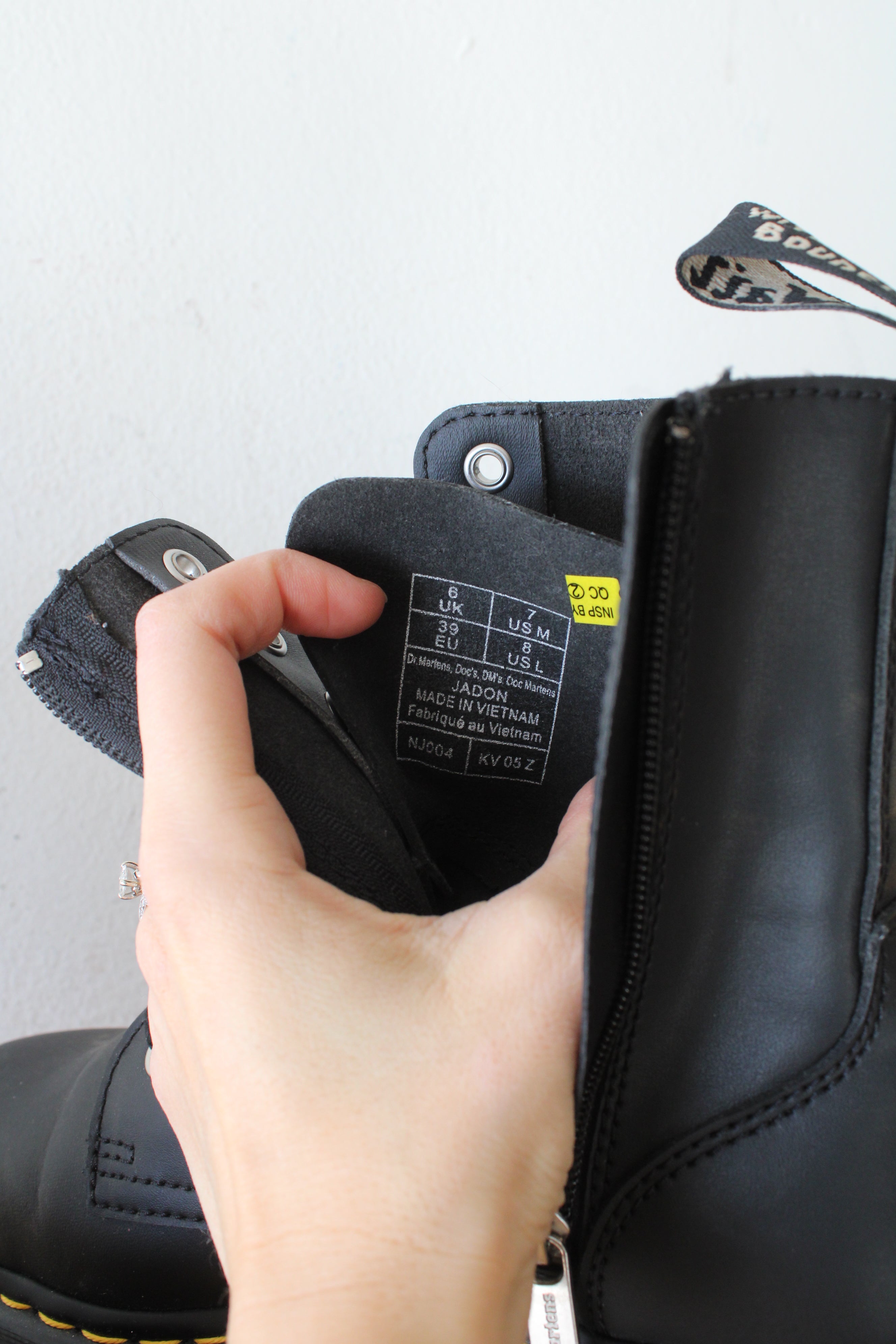 Dr. Martens Jadon Genix Nappa Reclaimed Black Leather Platform Boots | Size 8