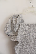 NEW LOFT Gray & Cream Patterned Top | XS Petite