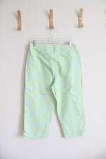 Liz Claiborne Blue & Green Floral Cotton Capri Pants | 10