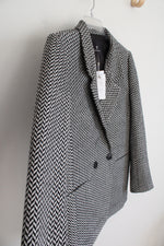 NEW Anine Bing Black & White Herringbone Double Breasted Blazer | M