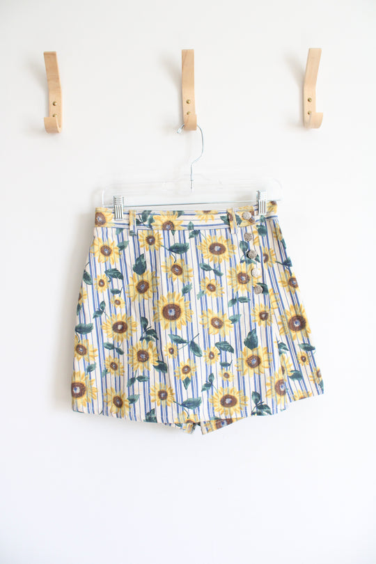 A. Byer Blue Striped Sunflower Patterned Skort | 11