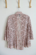 R&M Richards Champagne & Pink Sheer Cardigan | 16