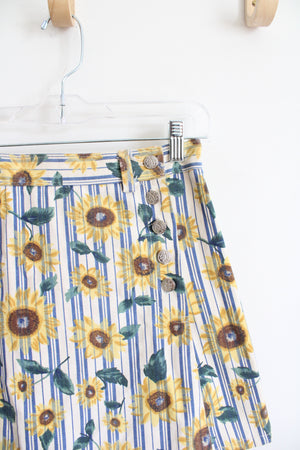 A. Byer Blue Striped Sunflower Patterned Skort | 11