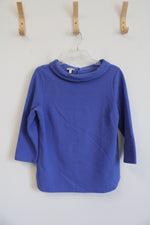 Talbots Blue Ribbed Portrait Collar Top | S