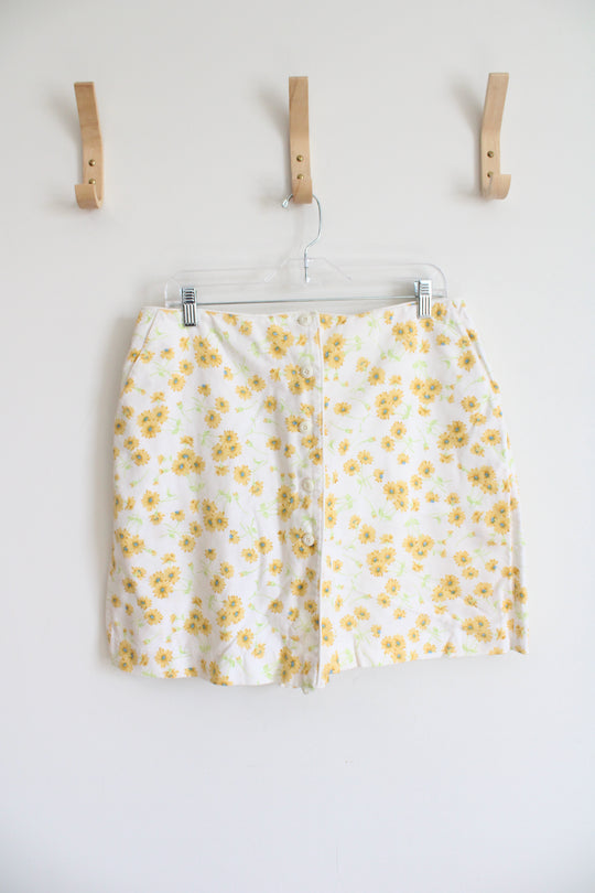 Liz Claiborne Sport White & Yellow Flower Button Down Skort | 16