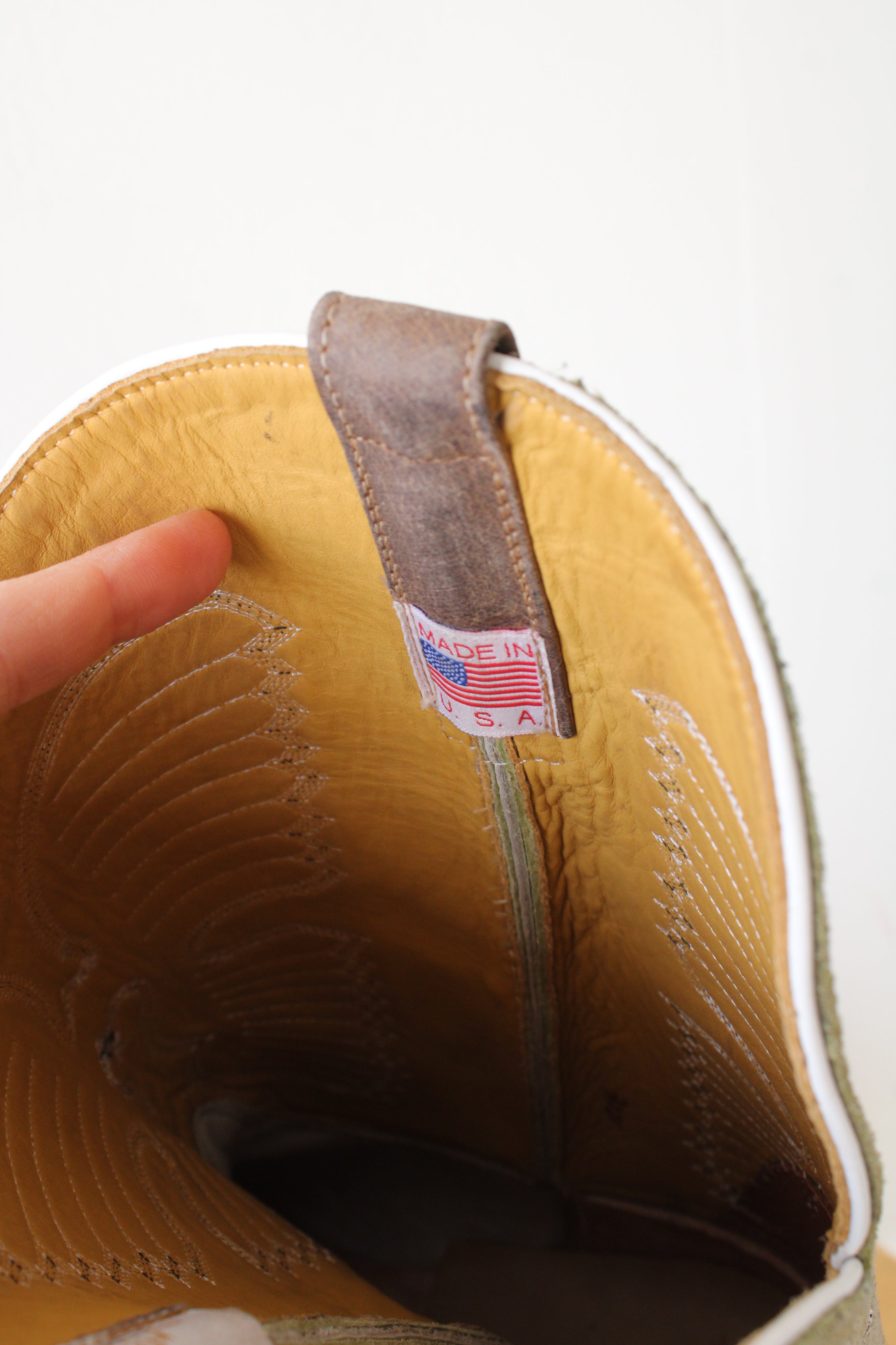 Olathe Boot Co. Sand Angry Elk Lime Sinsation Boot Cowboy Boots | Size 12